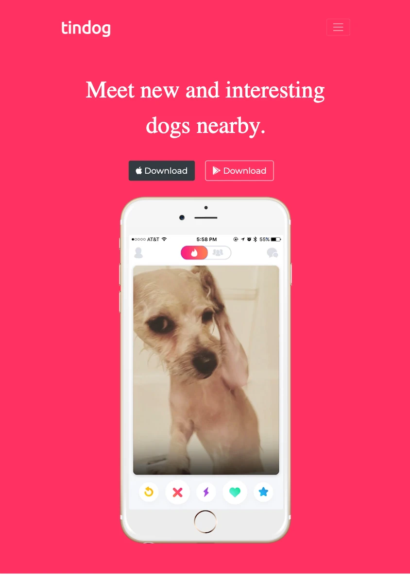Tindog prototype mobile responsive design
